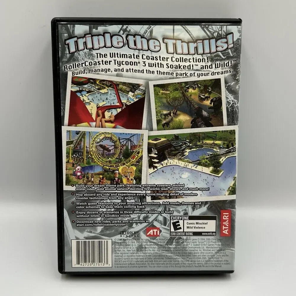Roller Coaster Tycoon 3: Platinum Edition (PC CD-Rom) Atari 2006 - Tested Game